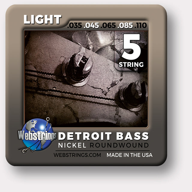 Webstrings Detroit Bass 5 String Nickel Round Wound Bass Strings,  Exceptional Tone and Quality along with long life and the lowest price. Webstrings Detroit Bass 5 String Nickel Round Wound Bass Strings feel and sound incredible. Webstrings Detroit Bass 5 String Nickel Round Bass Strings are an exceptional value.