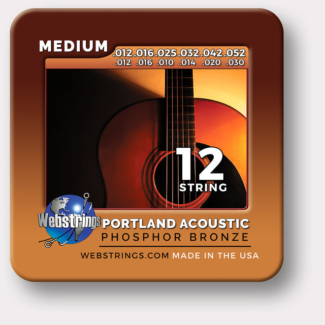 Webstrings Portland Acoustic Phosphor Bronze Acoustic Guitar Strings,  Exceptional Tone and Quality along with long life and the lowest price. Webstrings Portland Acoustic Guitar Strings feel and sound incredible. Webstrings Portand Acoustic guitar strings are an exceptional value. Made in the USA